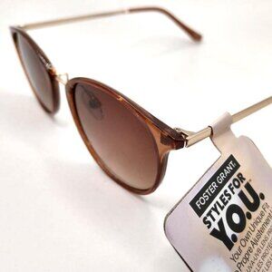 Foster Grant Women's Cat Eyes Brown Gold Sunglasses NEW Styles for Y.O.U